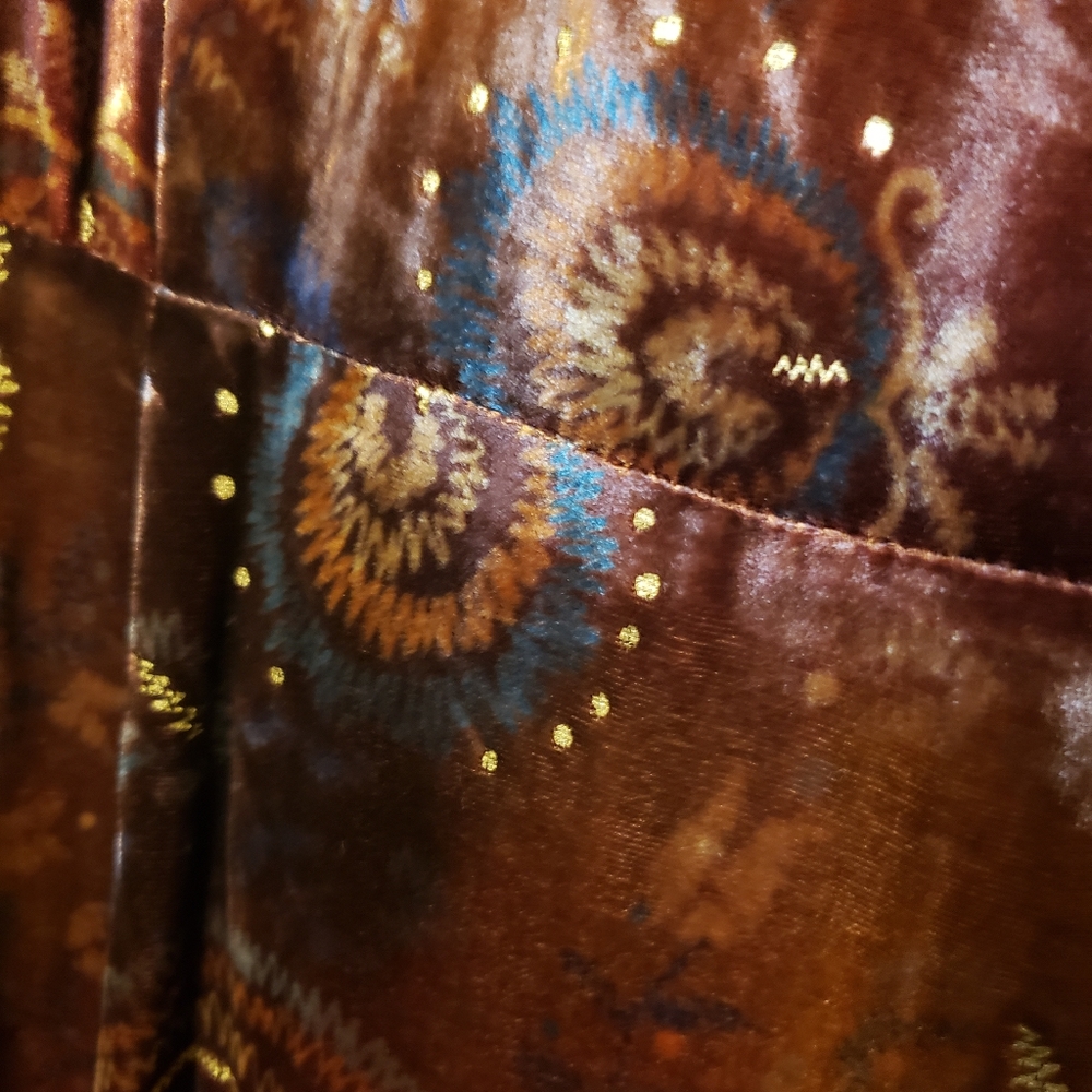 NWT 2OH THREADS & 2 OLD HIPPIES DRESS SOFT SILK RAYLON EARTHY BROWN GOLD BLUE SM - Picture 7 of 8
